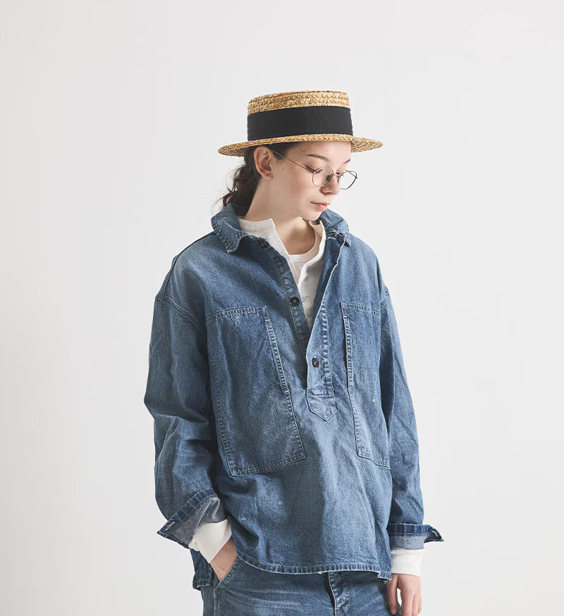 Denim Pullover Shirt - Indigo