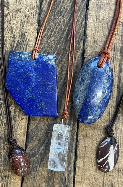 Big Lapis Necklace - Black Cord