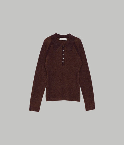 Como Ribbed Polo - Chocolate x Orange