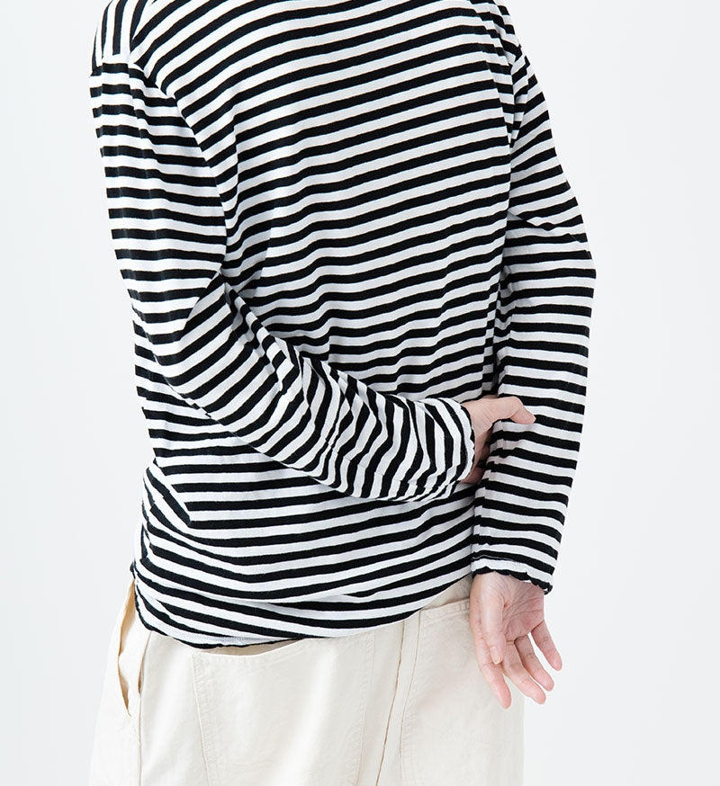 L/S Tee in Black and White Stripe