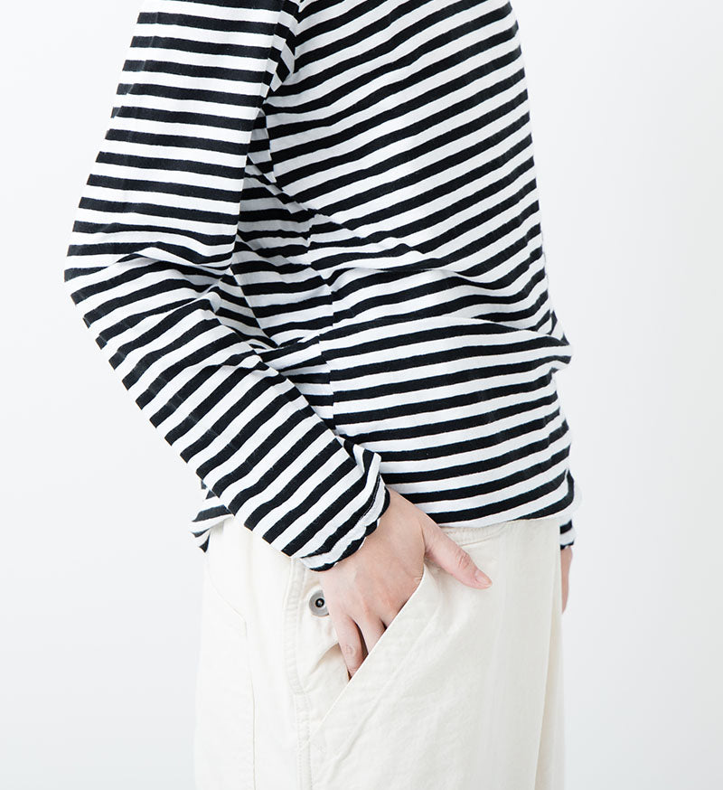 L/S Tee in Black and White Stripe