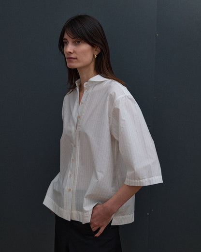 Jane Blouse - Creme Pencil Stripe