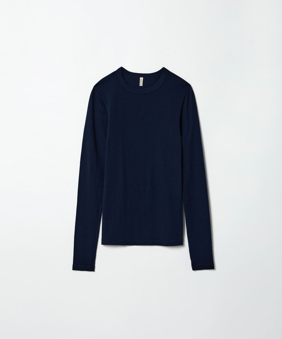 Cotton/Silk Basic Long Sleeve T-shirt - Navy
