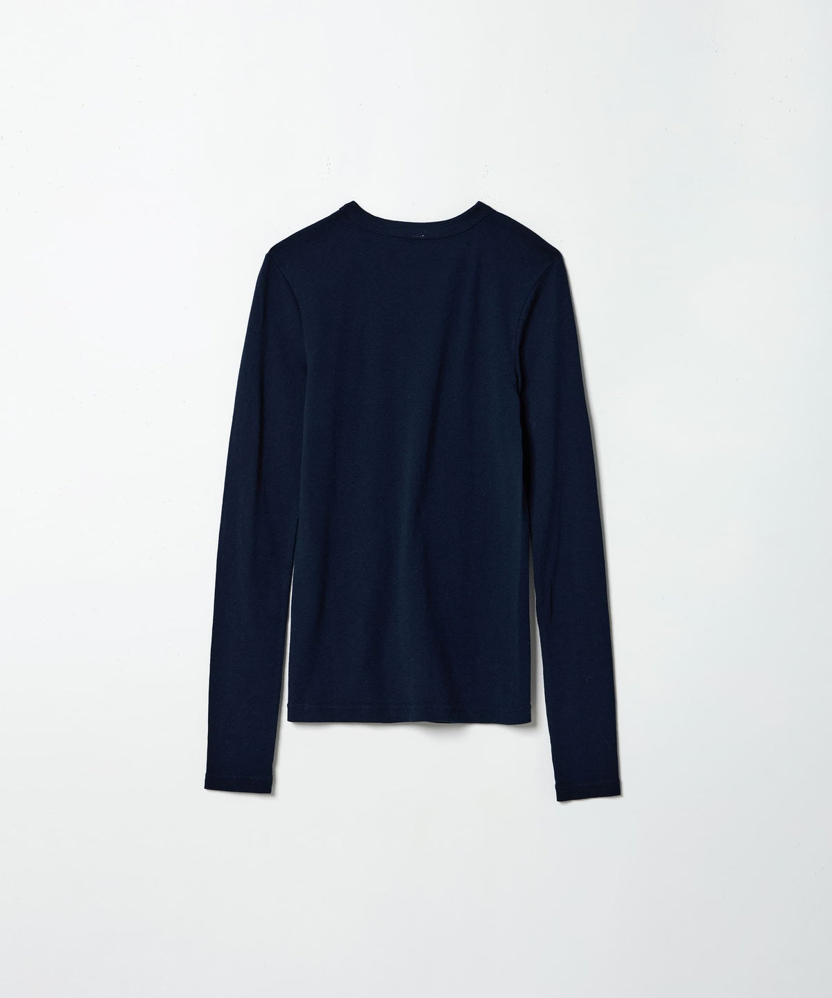 Cotton/Silk Basic Long Sleeve T-shirt - Navy