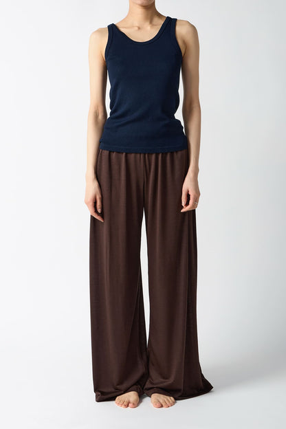 Cotton/Silk Ribbed Tank Top - Navy