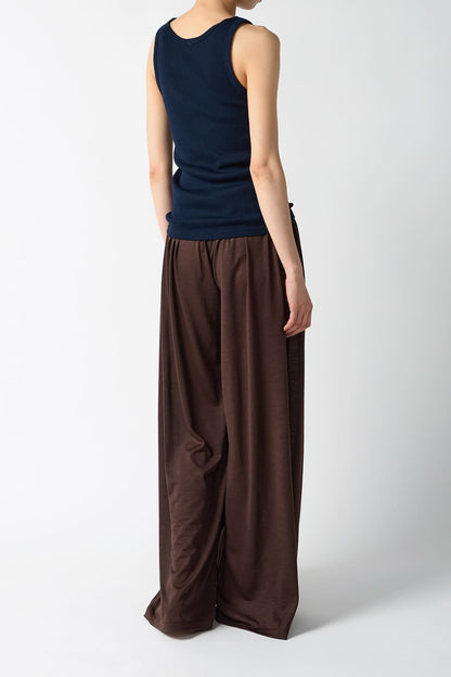 Cotton/Silk Ribbed Tank Top - Navy