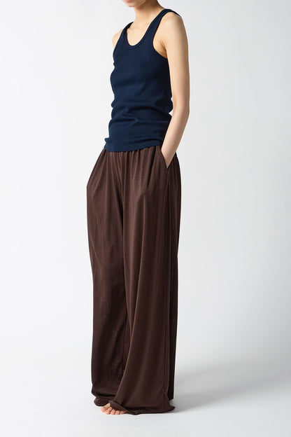 Cotton/Silk Ribbed Tank Top - Navy