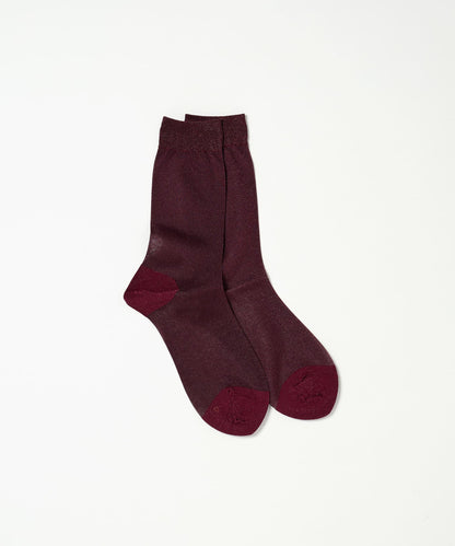 Lurex Sheer Socks - Burgundy