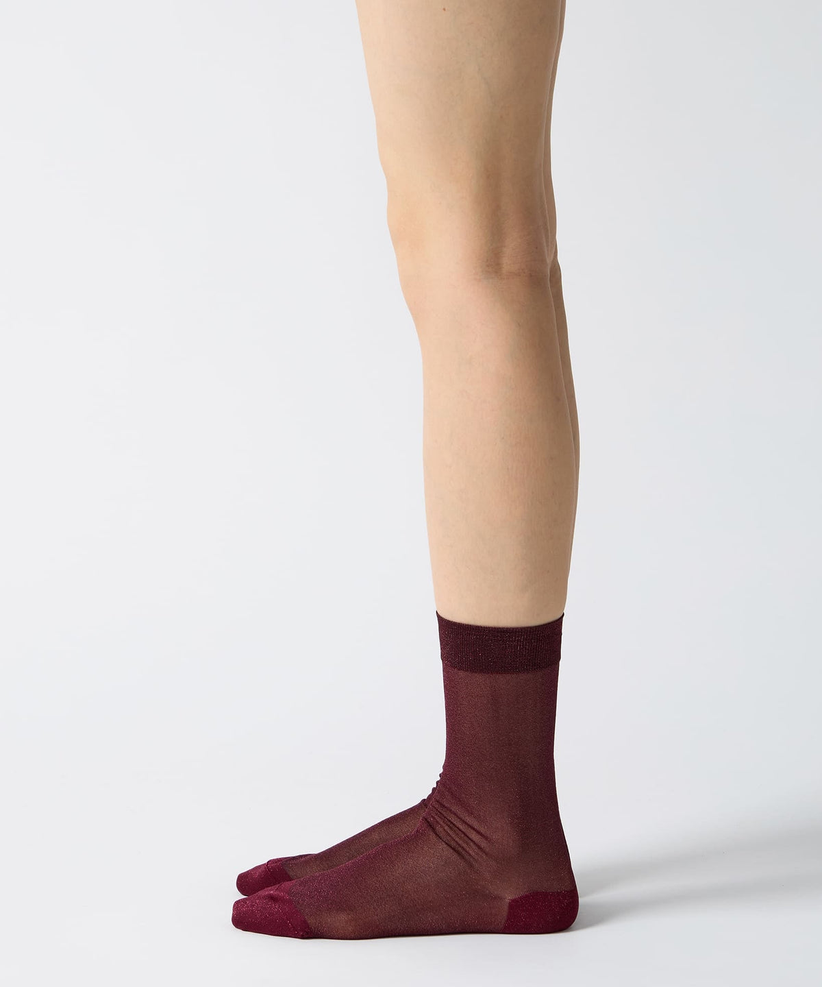 Lurex Sheer Socks - Burgundy