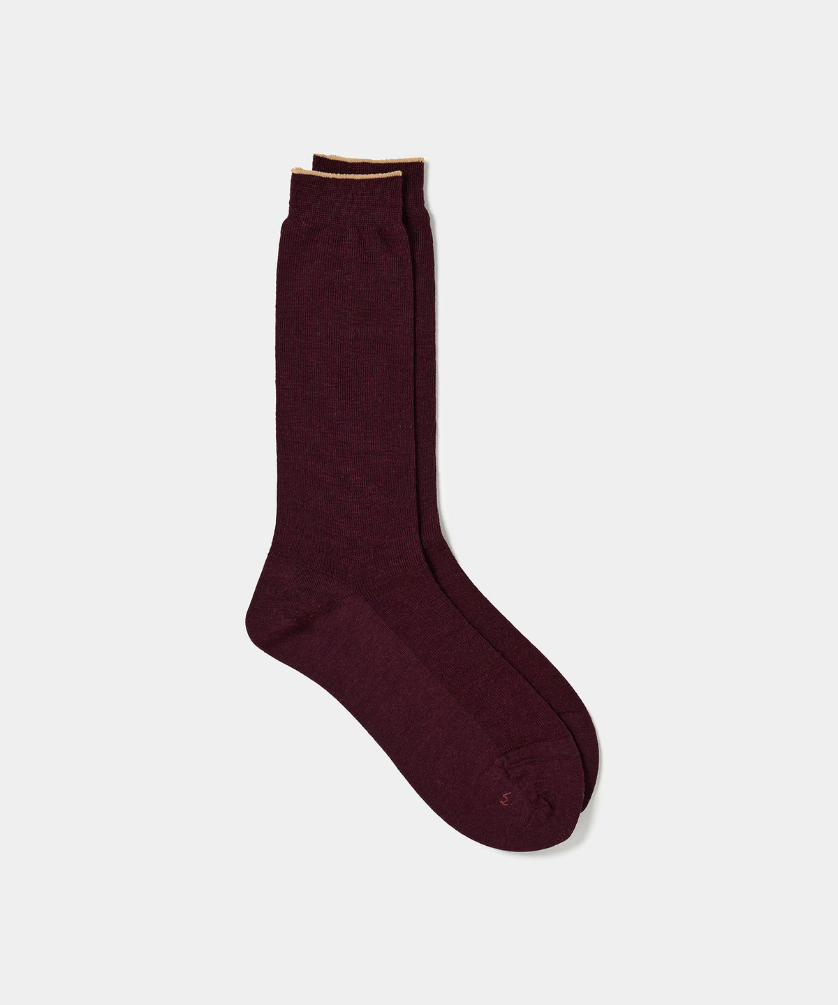 Wool Fine Ribbed Socks - Burgundy
