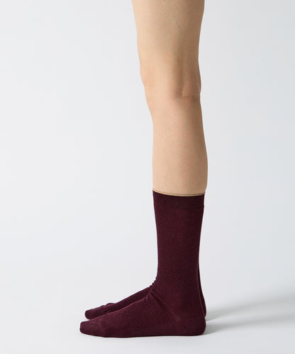 Wool Fine Ribbed Socks - Burgundy