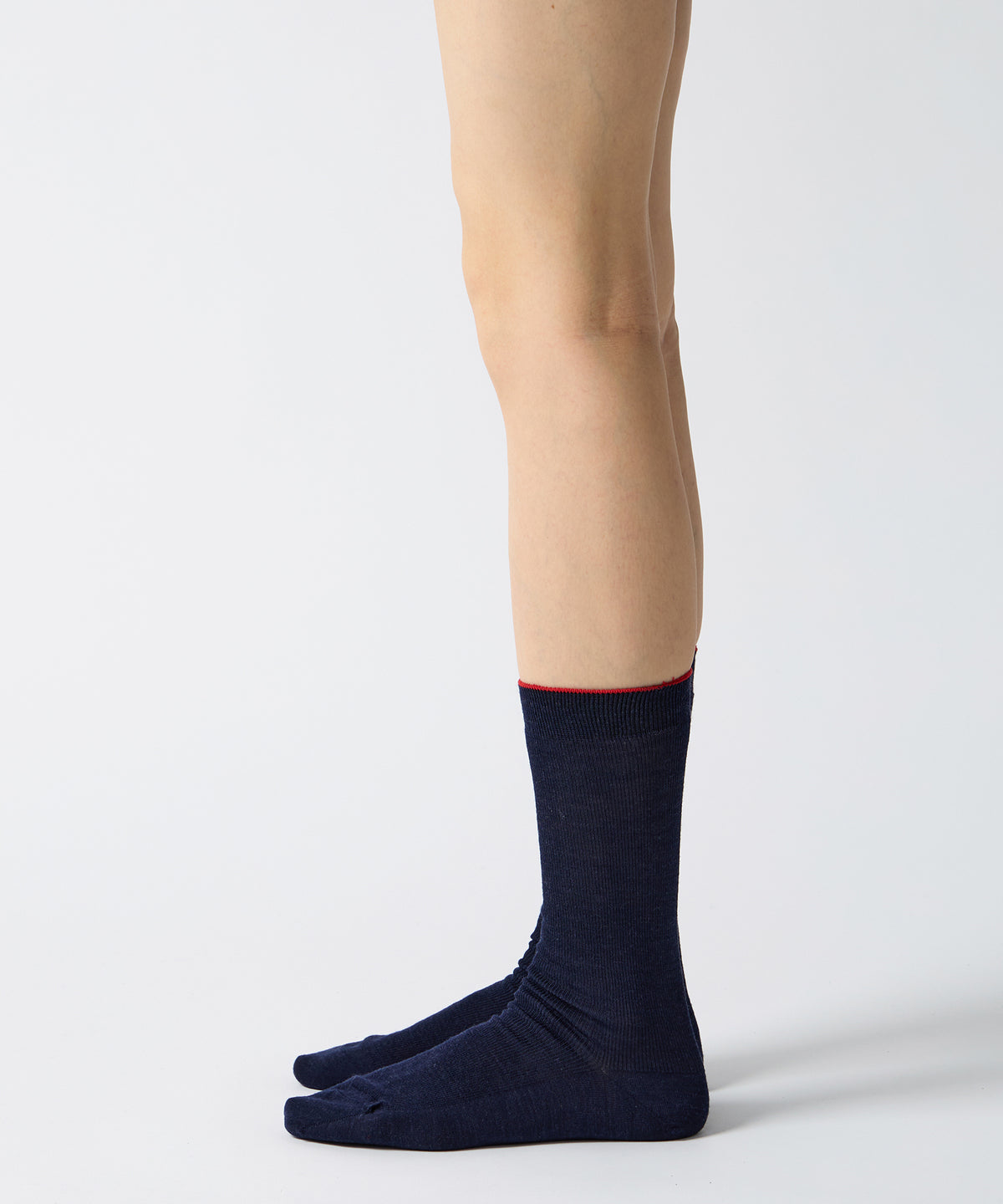 Wool Fine Ribbed Socks - Navy