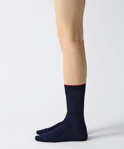 Wool Fine Ribbed Socks - Navy