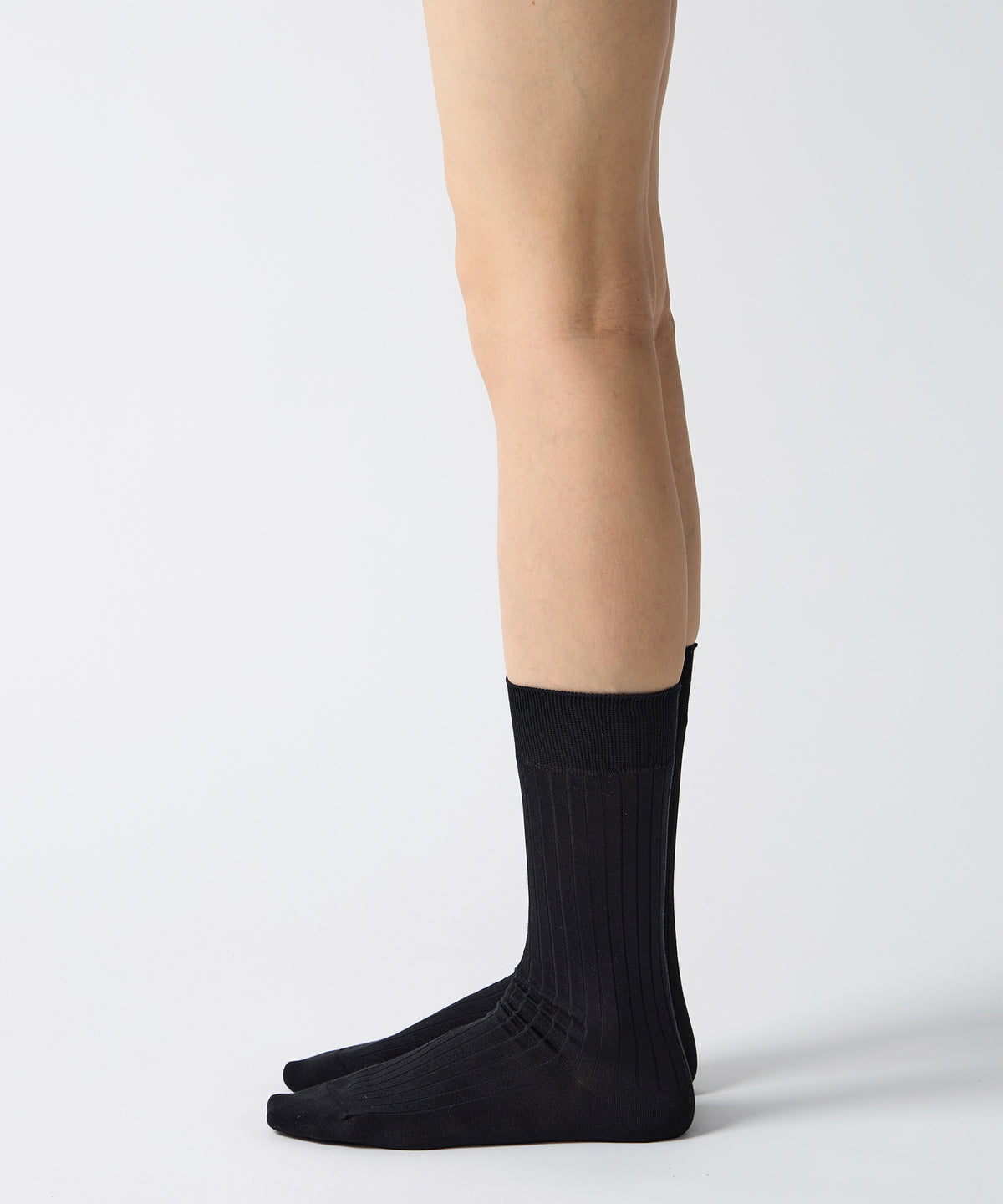 Silk Wide Ribbed Socks - Black