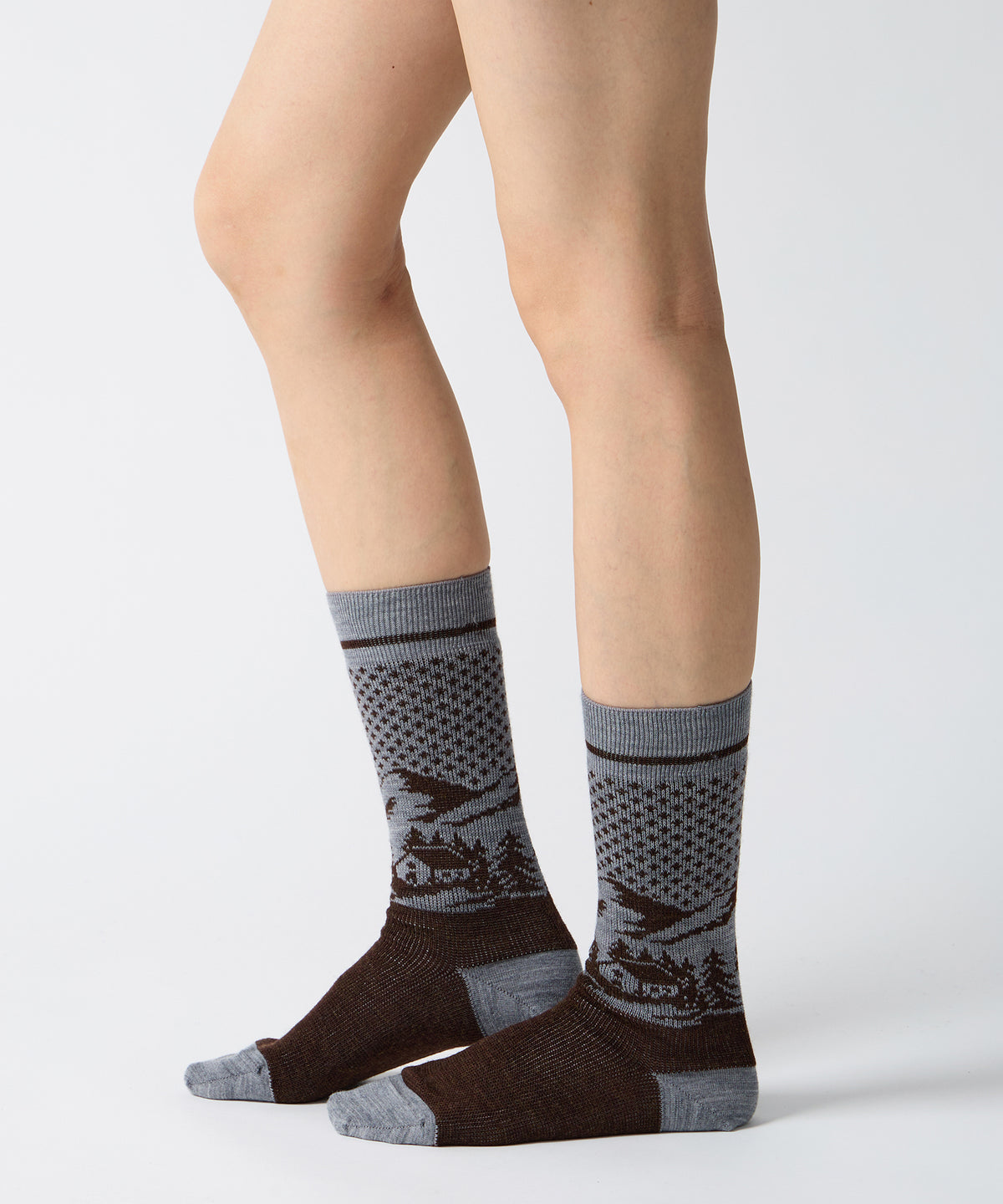 Landscape Jacquard Socks - Brown