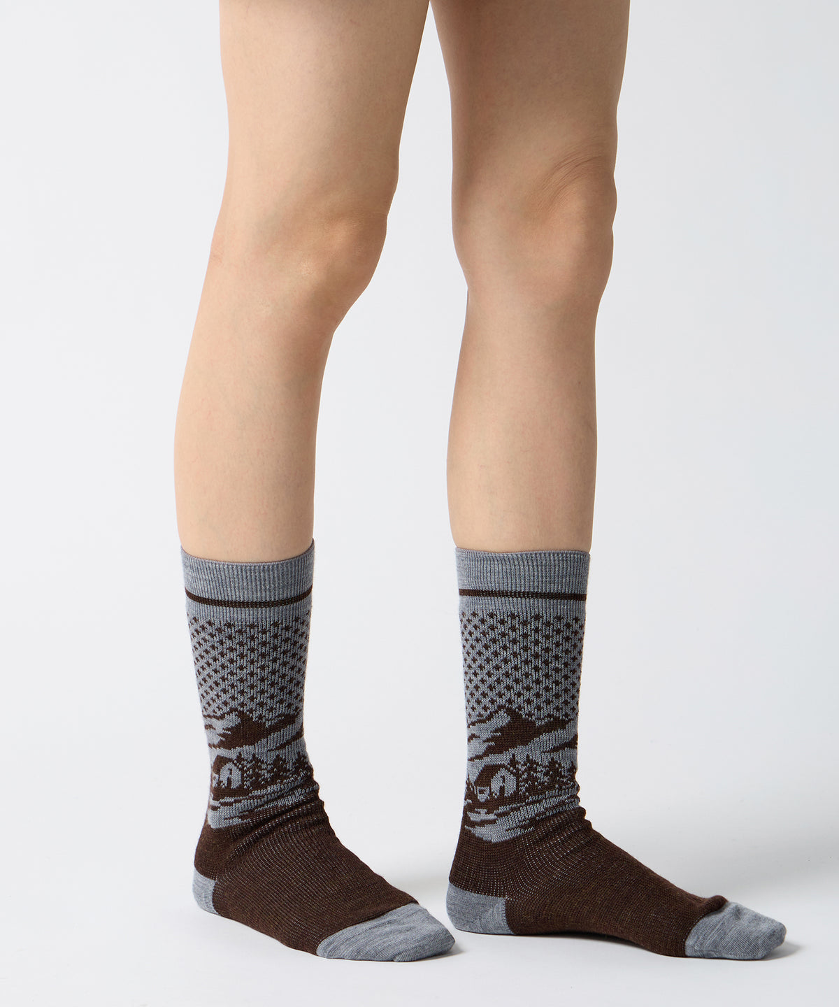 Landscape Jacquard Socks - Brown