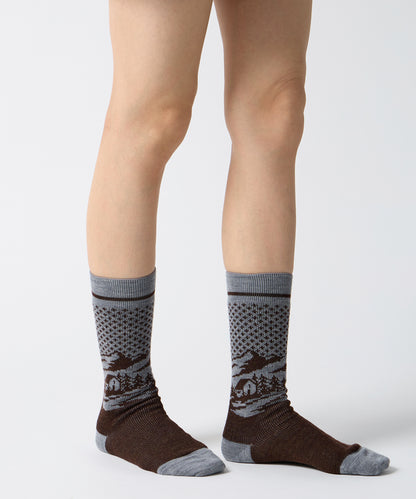 Landscape Jacquard Socks - Brown