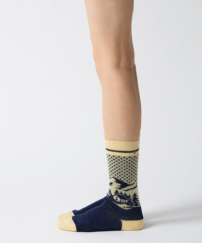 Landscape Jacquard Socks - Navy