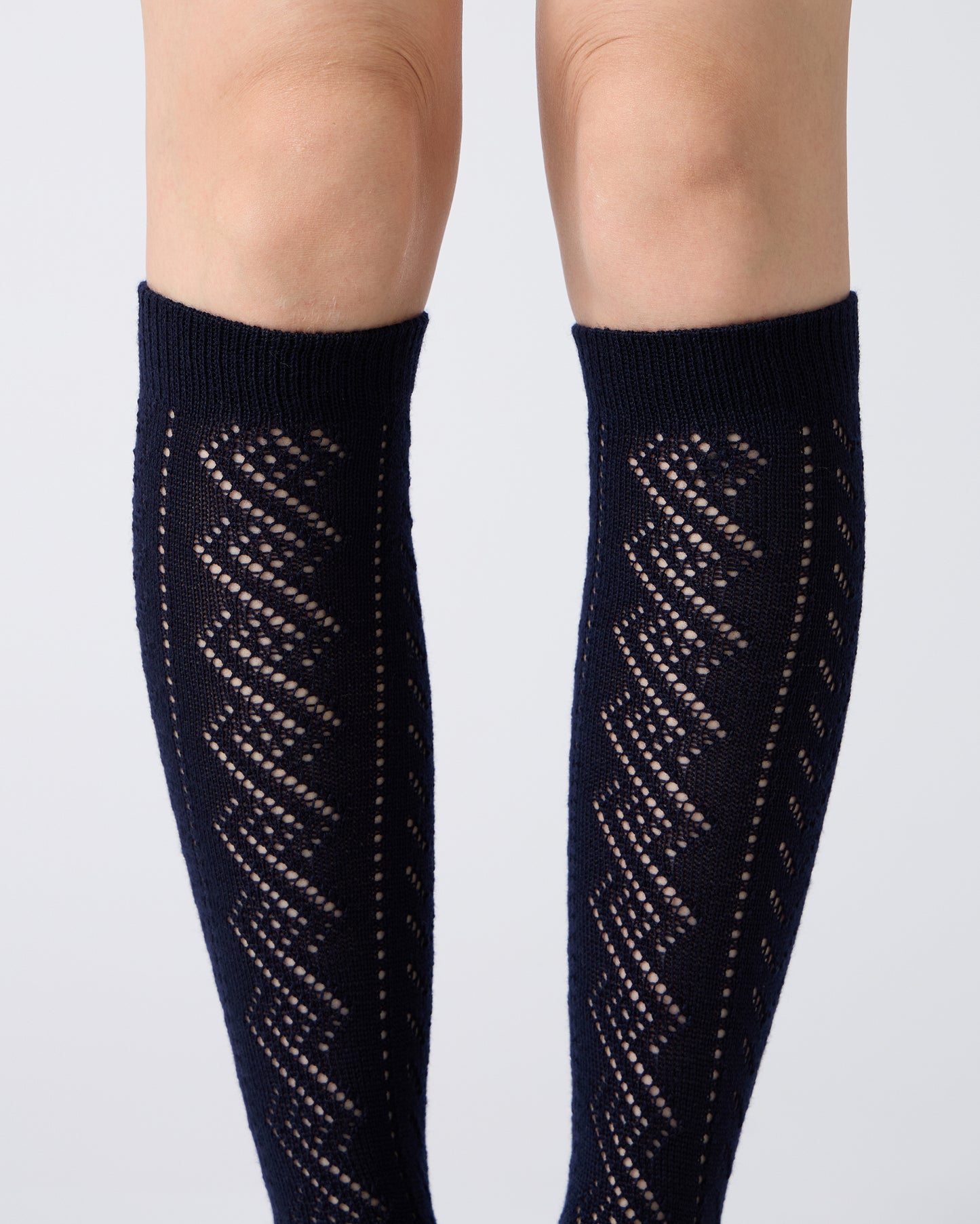 Eyelet Knee High Socks in Navy