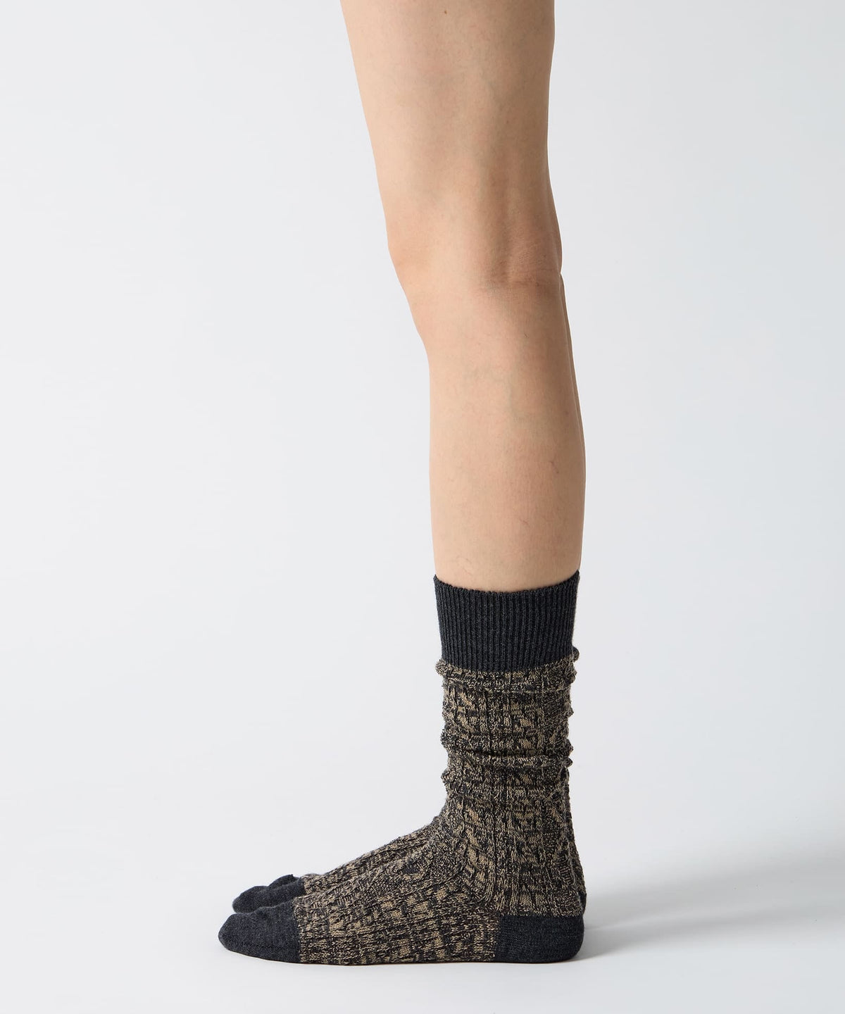Mélange Cable Socks - Charcoal