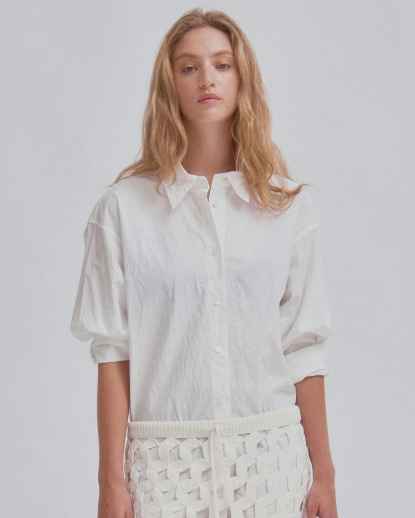 Crinkled Oversized Shirt in White