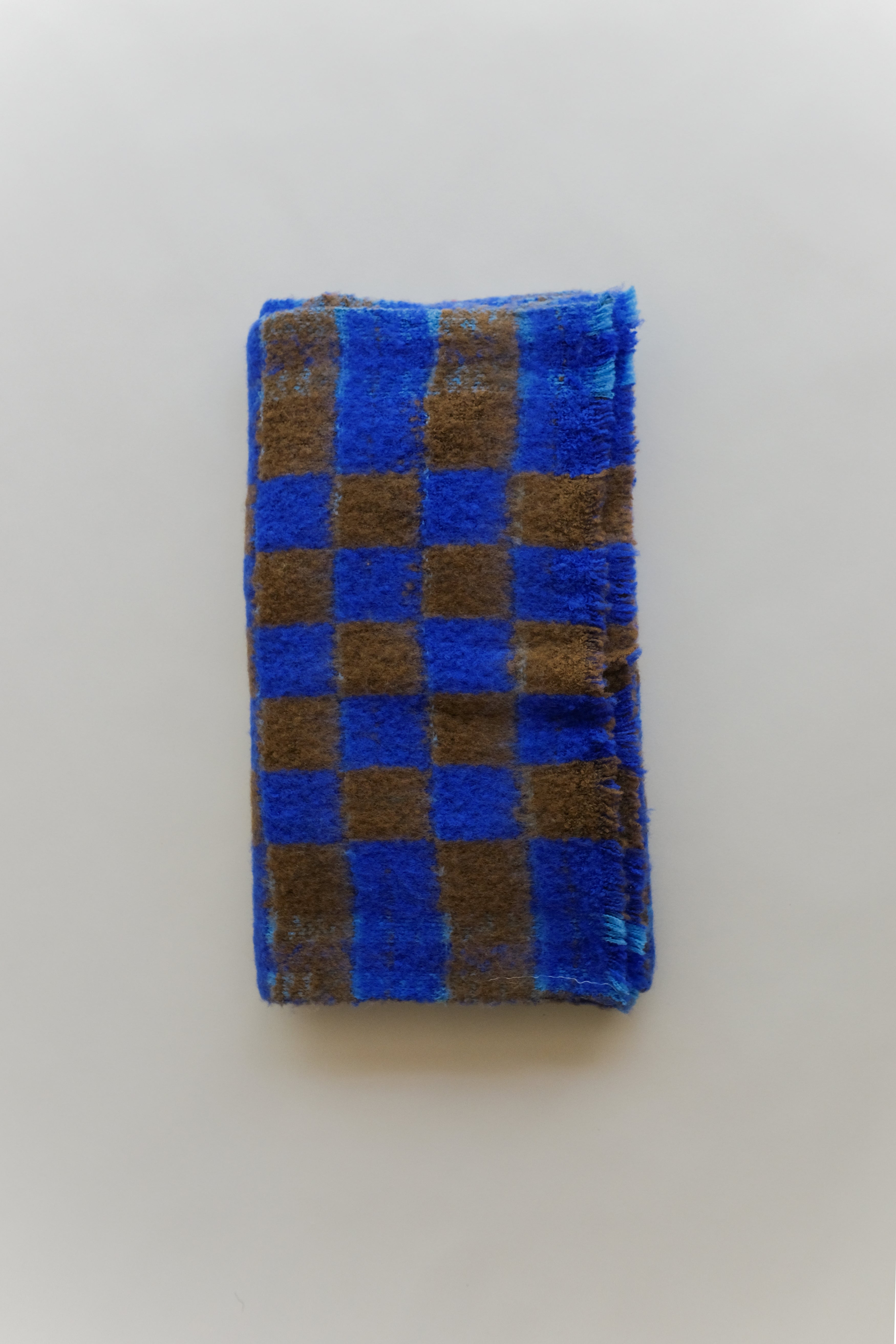 Nory Woolen Scarf in Brown Cobalt Check