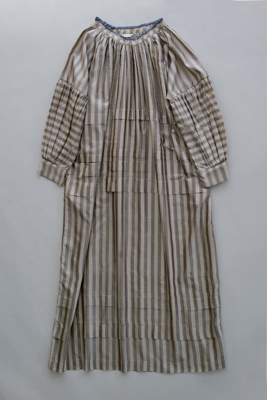 Alva Pleated Dress in Beige Stripe