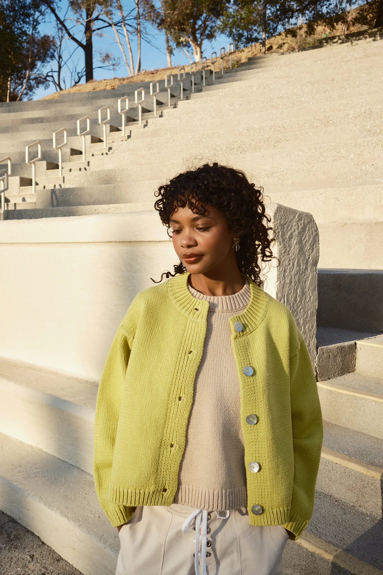 Shiloh Cotton Cardigan in Lemon