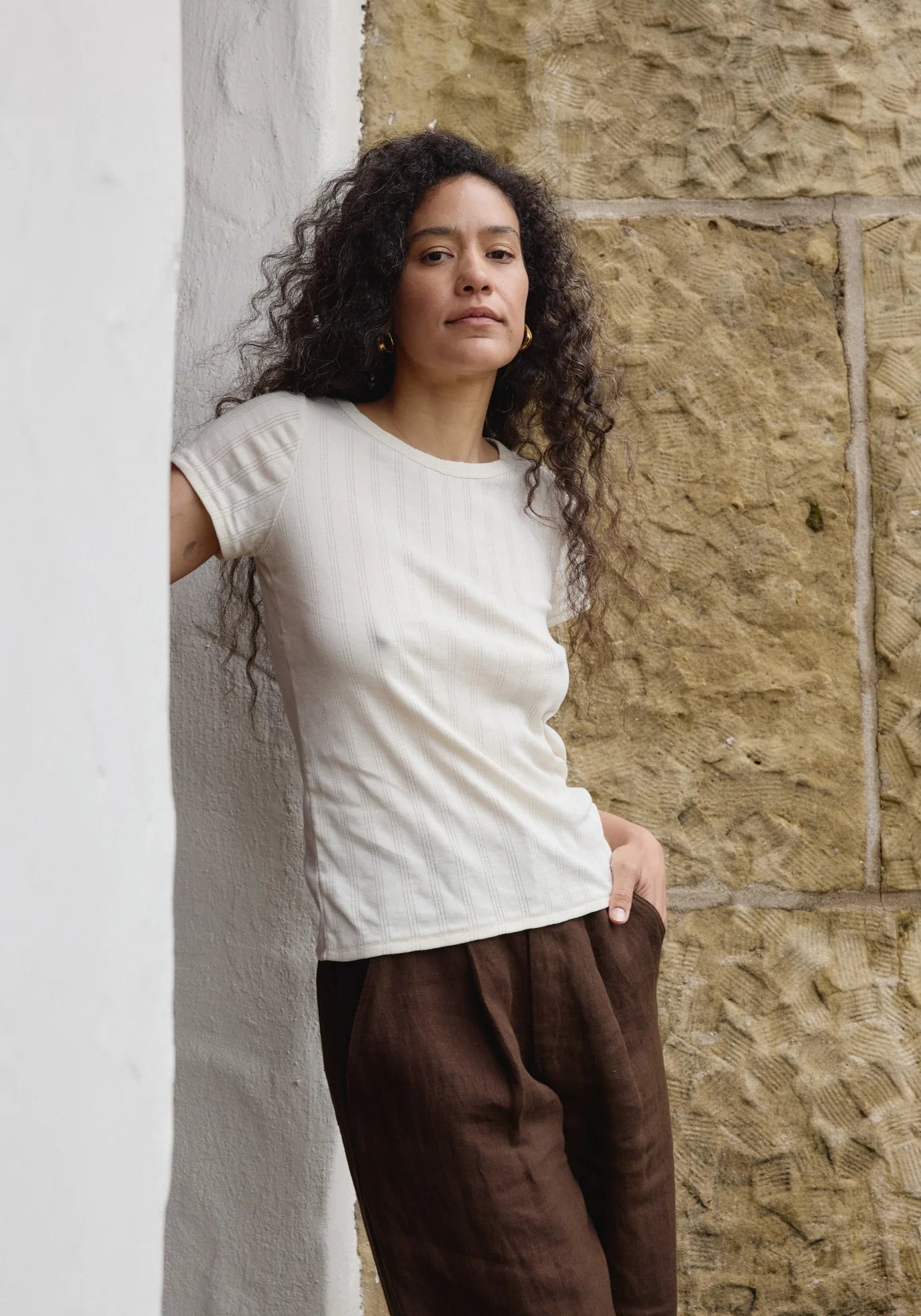 Pointelle Tee in Natural