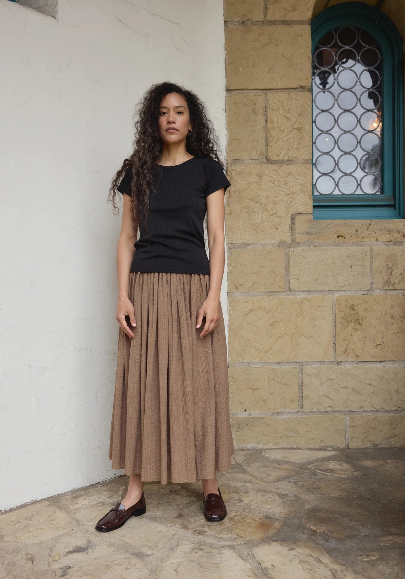 Pointelle Tee in Black