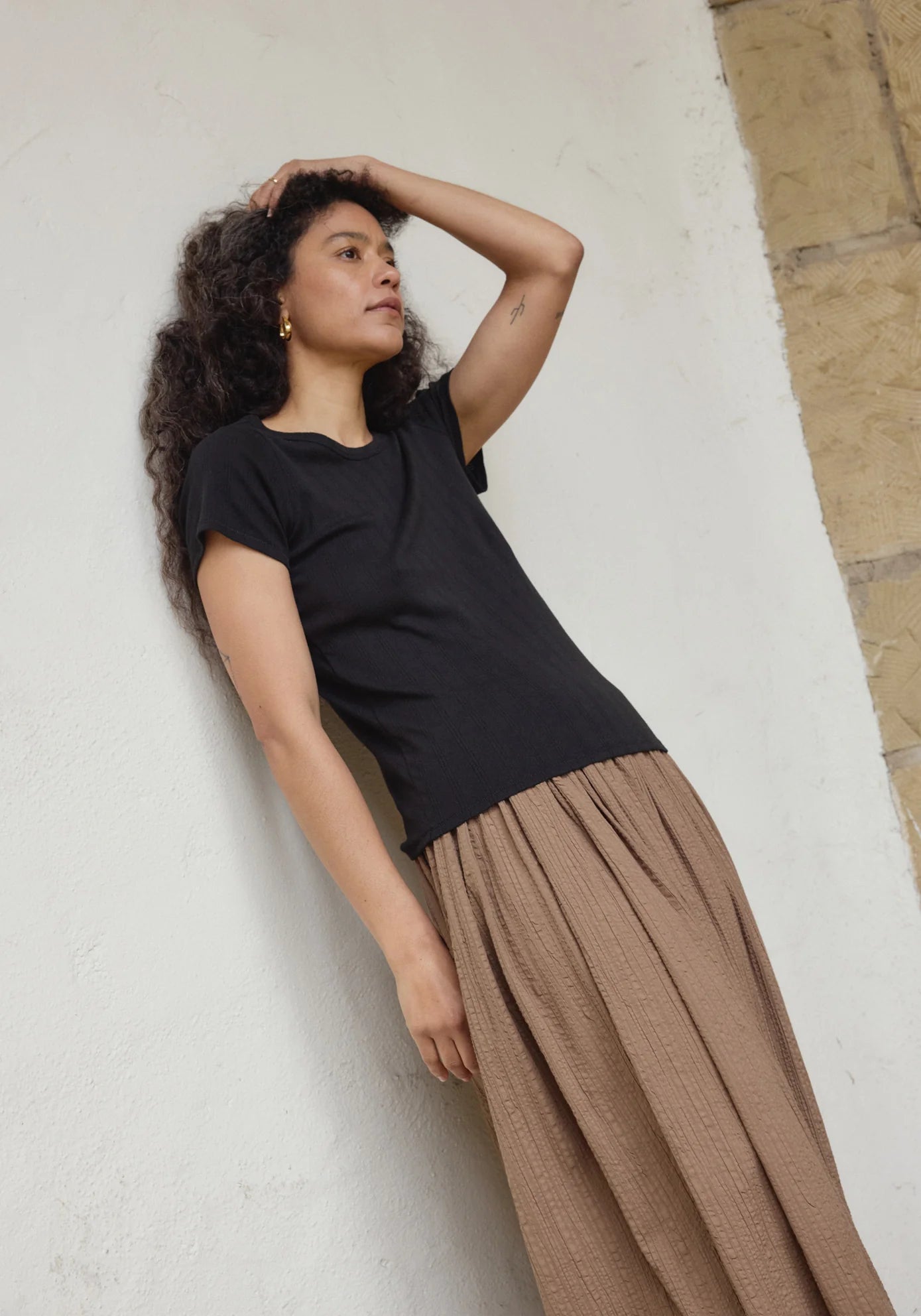 Pointelle Tee in Black