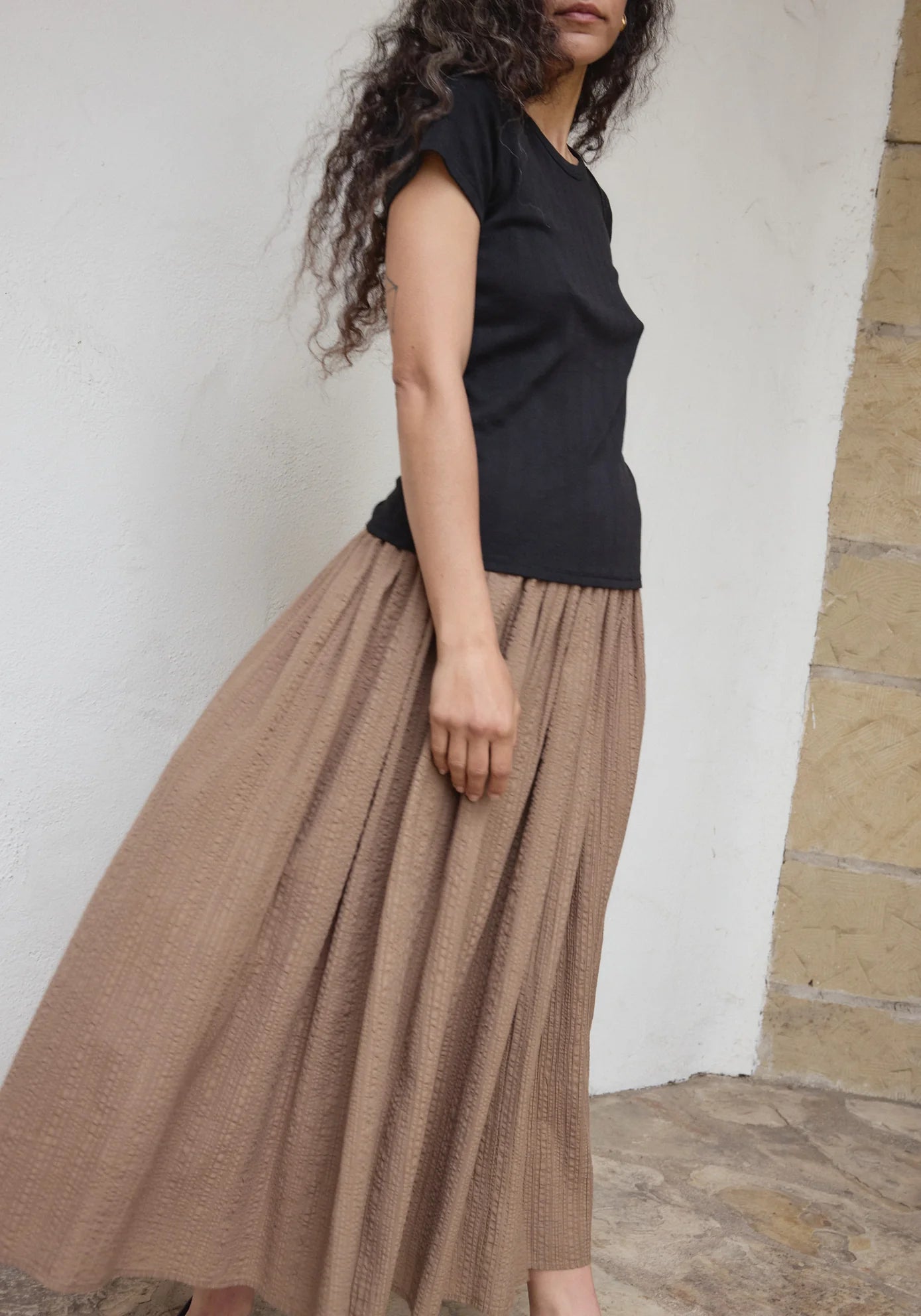 Pointelle Tee in Black