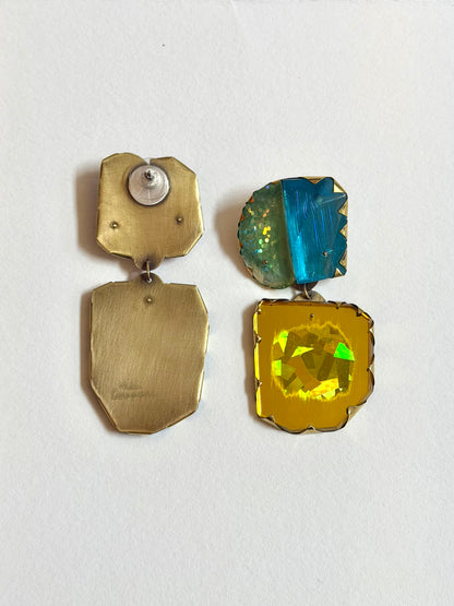 Cocktail Earring - Red & Blue