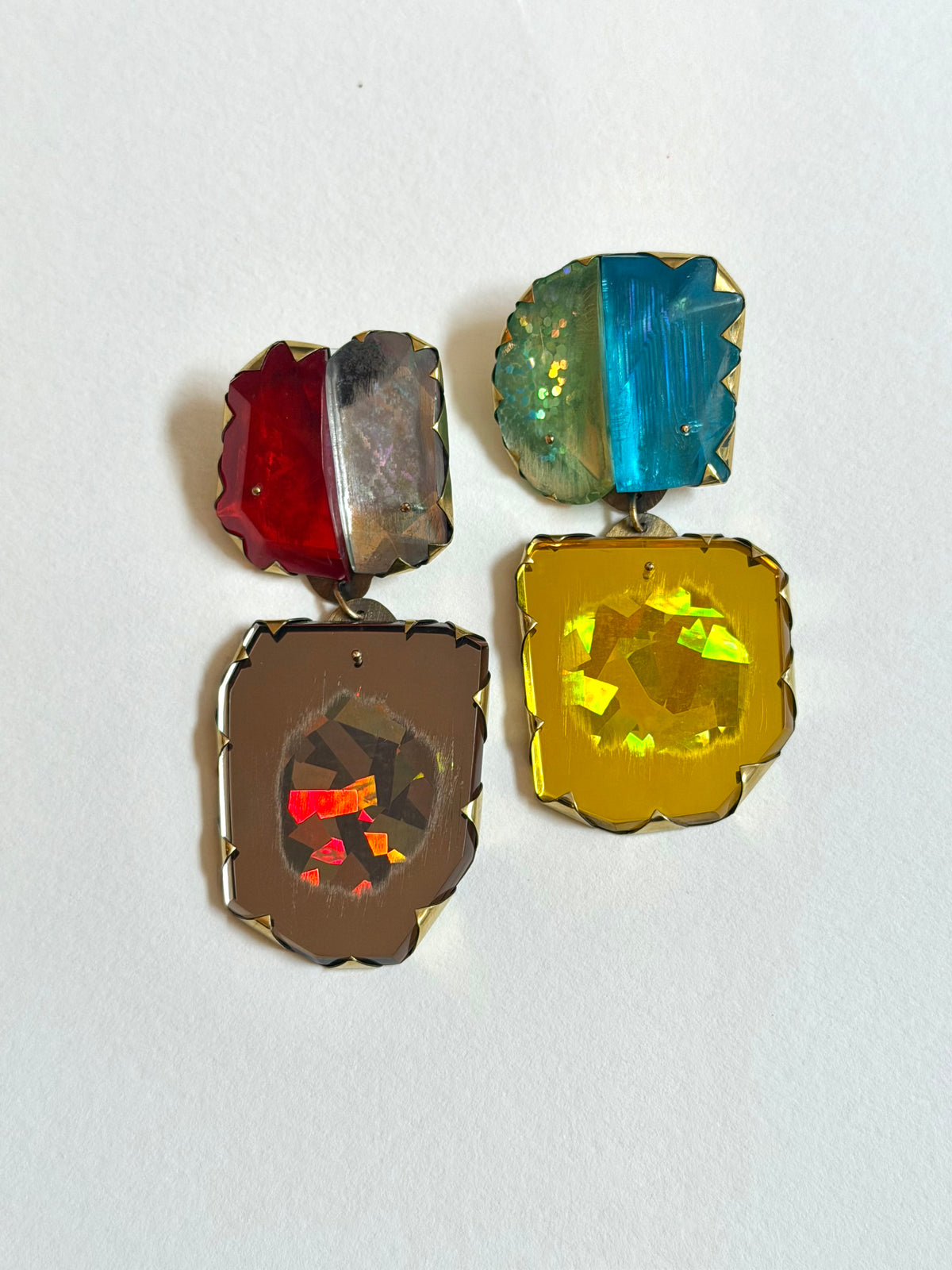 Cocktail Earring - Red & Blue