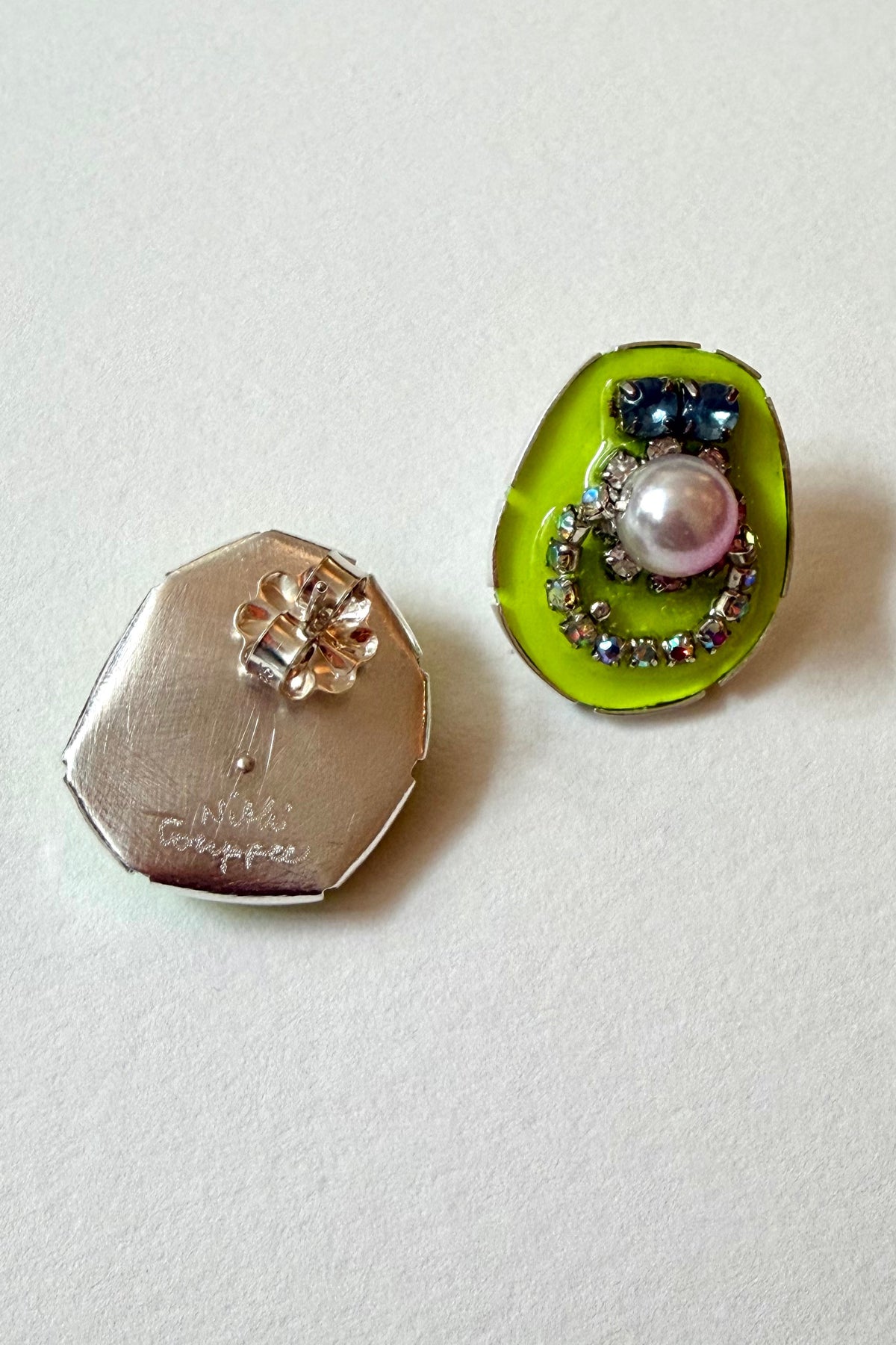 Rhinestone Studs - Neon Yellow