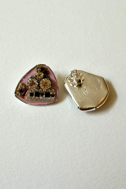 Rhinestone Studs - Iridescent Pink