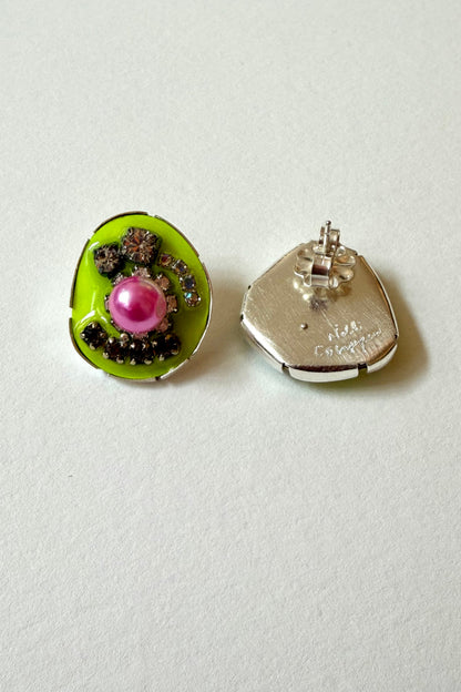 Rhinestone Studs - Neon Yellow