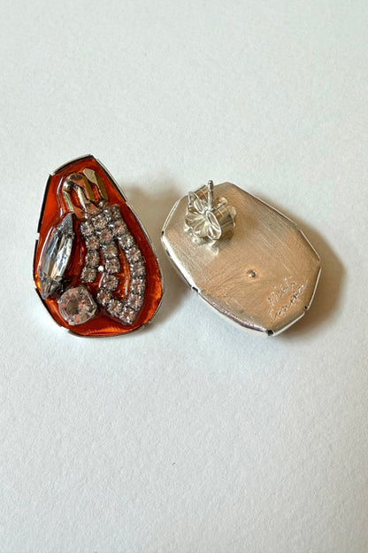 Rhinestone Studs - Orange