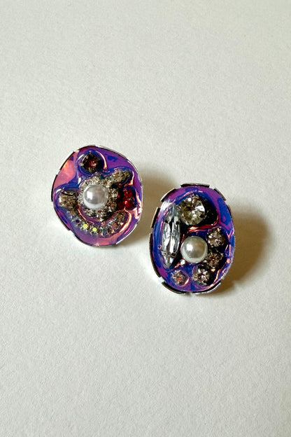 Rhinestone Studs - Iridescent Purple