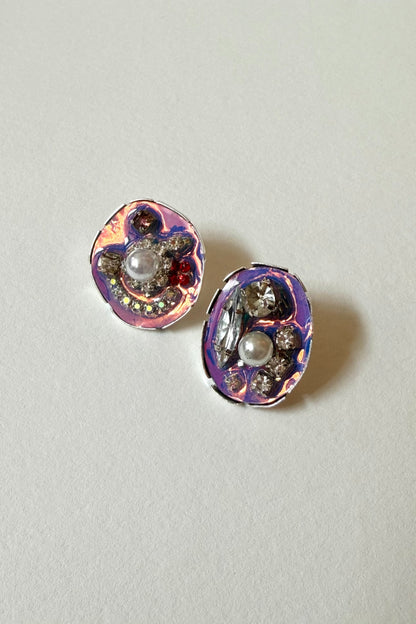 Rhinestone Studs - Iridescent Purple