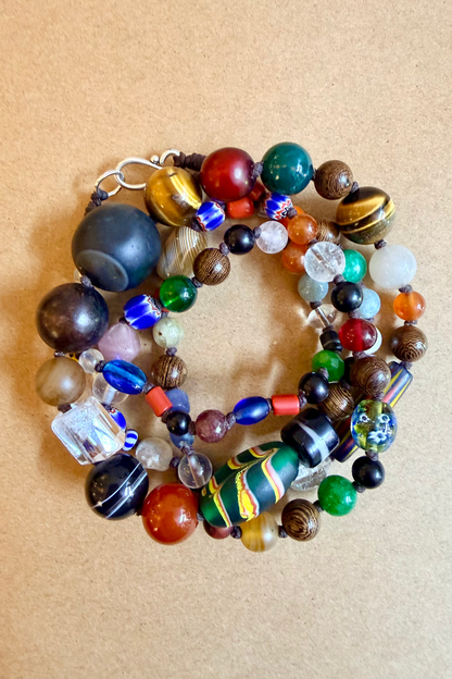 Multi-Bead Glass Necklace - Agate
