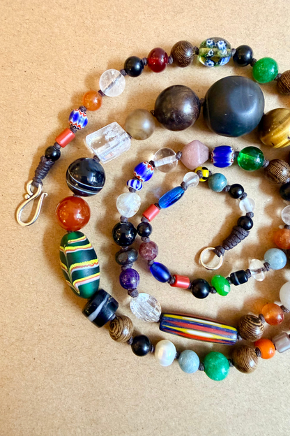 Multi-Bead Glass Necklace - Agate
