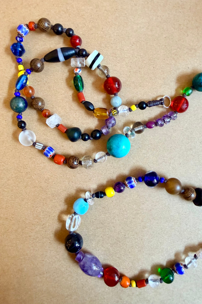 Multi-Bead Glass Necklace - Turquoise