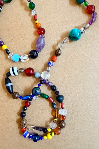 Multi-Bead Glass Necklace - Turquoise