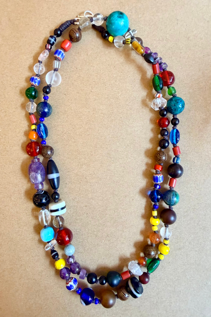 Multi-Bead Glass Necklace - Turquoise