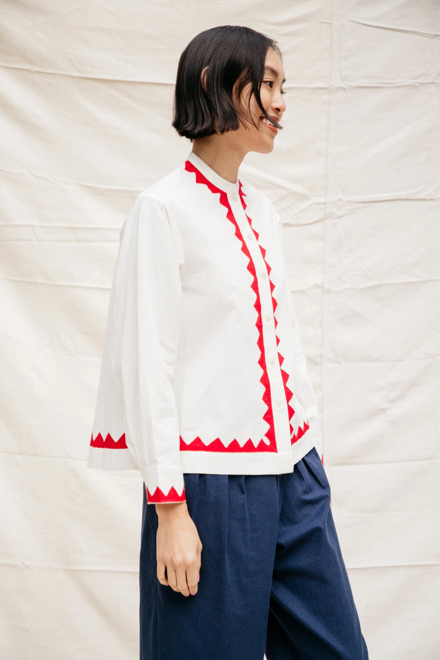 Alpha Buttondown in Ivory & Poppy