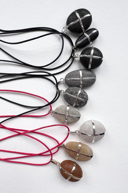 Purple Grey Stone - Sterling Silver ribbon setting