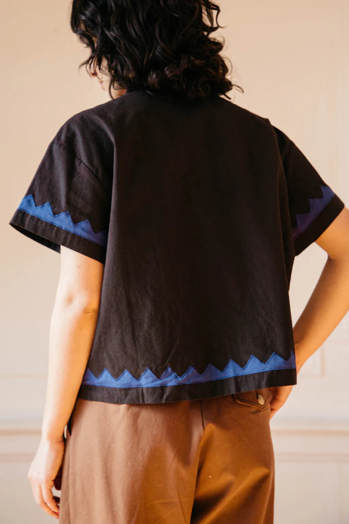 Corso Buttondown in Black & Cobalt