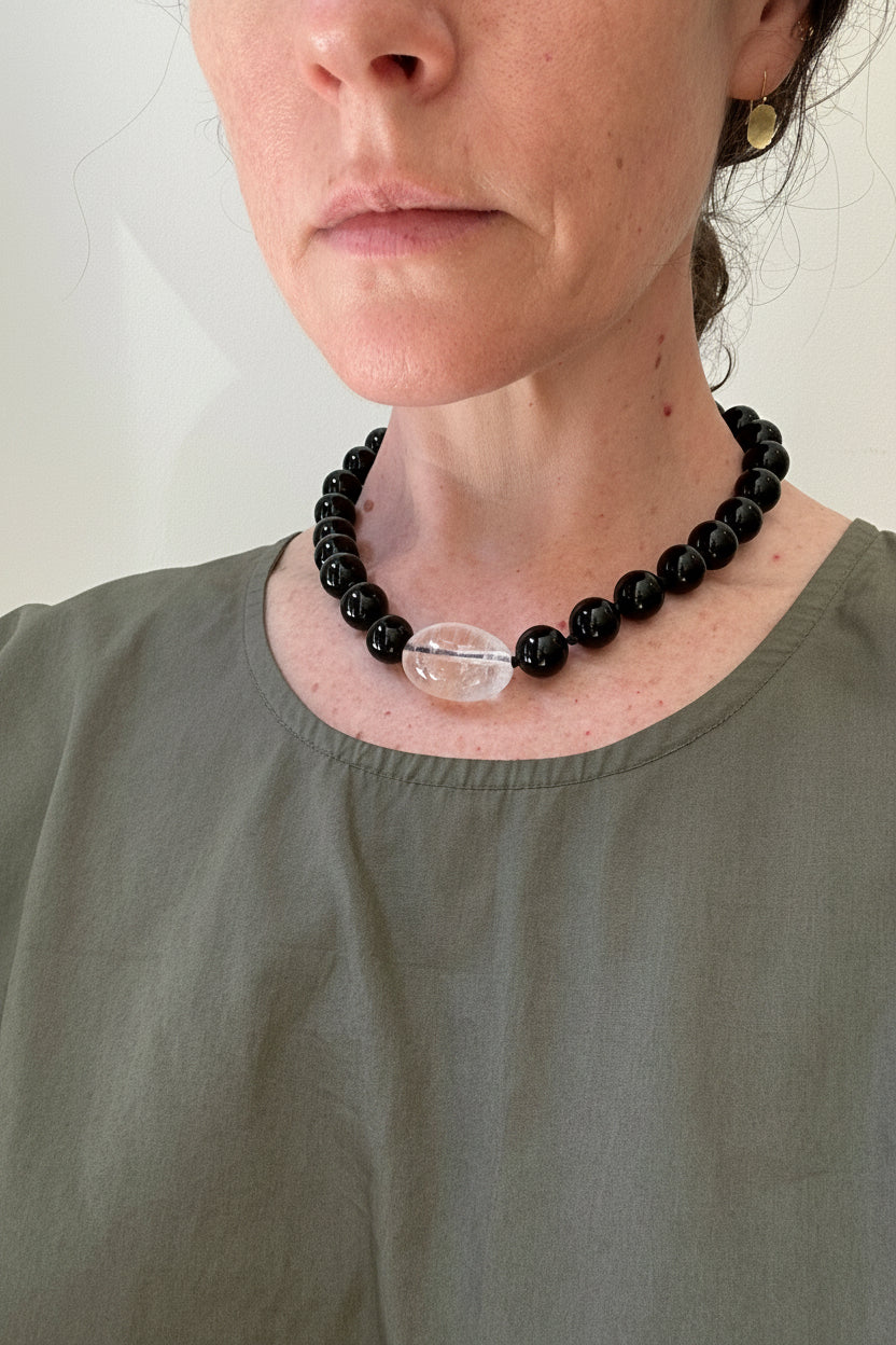 Onyx and Rock Crystal Necklace