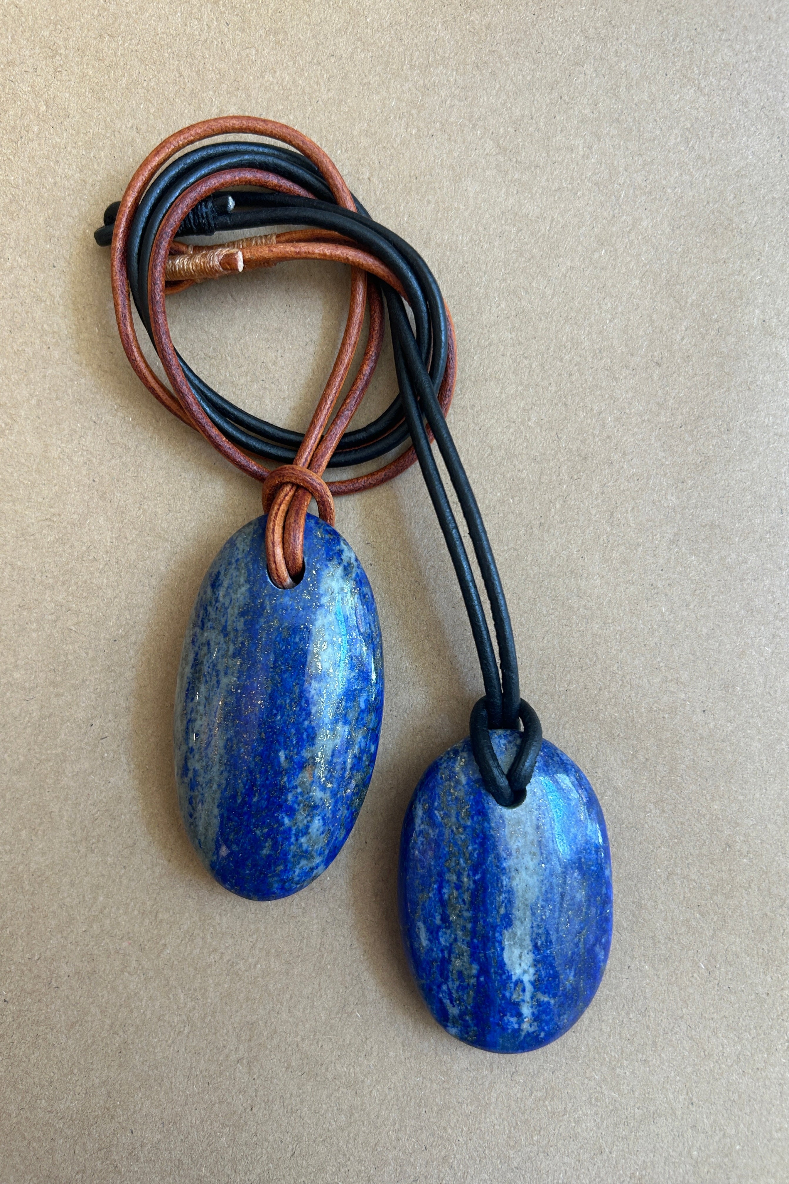 Big Lapis Necklace - Black Cord